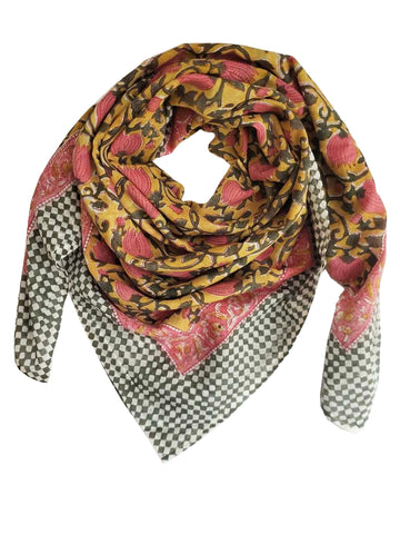 Foulard Anaya Damier - moutarde