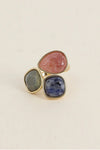 Bague Idrissa - Quartz fraise, agate bleue, labradorite