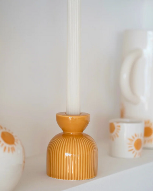 Bougeoir S en céramique Lus - jaune