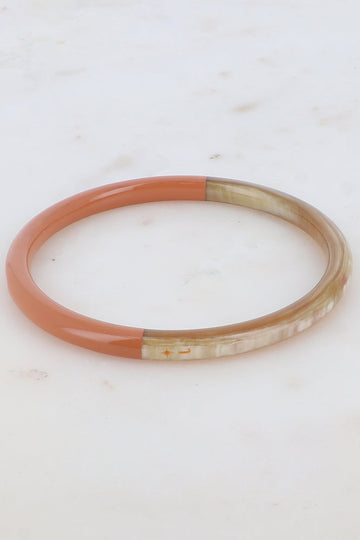 Bracelet jonc en corne épais laqué - Marron