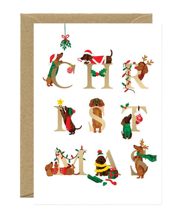 Carte postale Christmas dachshunds