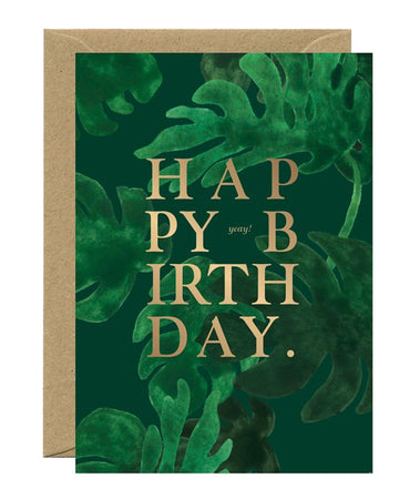 Carte postale Happy birthday monstera