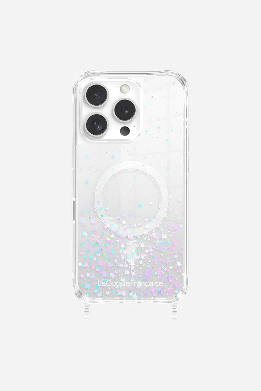Coque paillette argent Iphone Magsafe Transparent