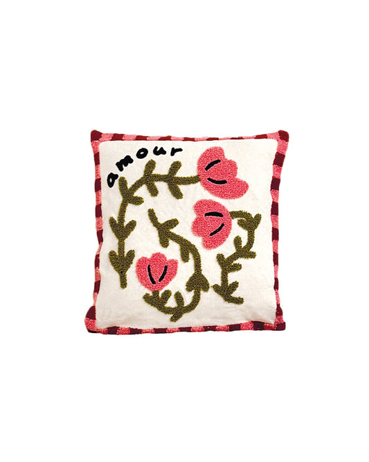 Coussin Influence coquelicot rose