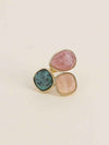 Bague Idrissa - Quartz fraise, agate orange, turquoise africaine
