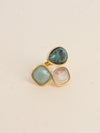 Bague Idrissa - Turquoise africaine, Agate blanche et Aventurine