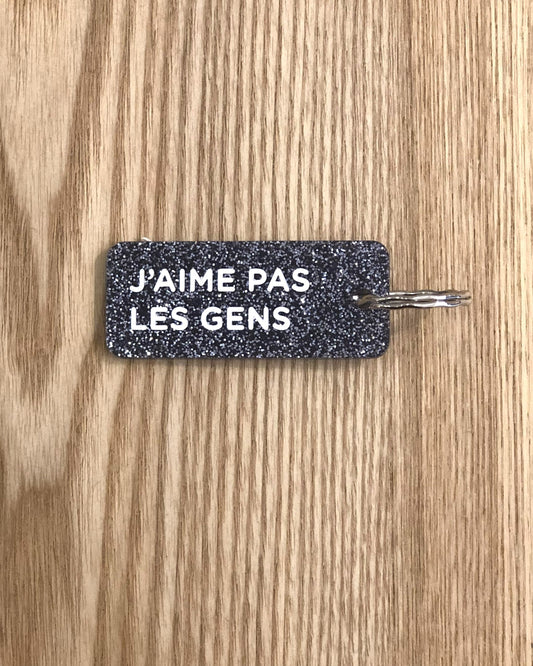 Porte-clés "J'aime pas les gens" - Noir