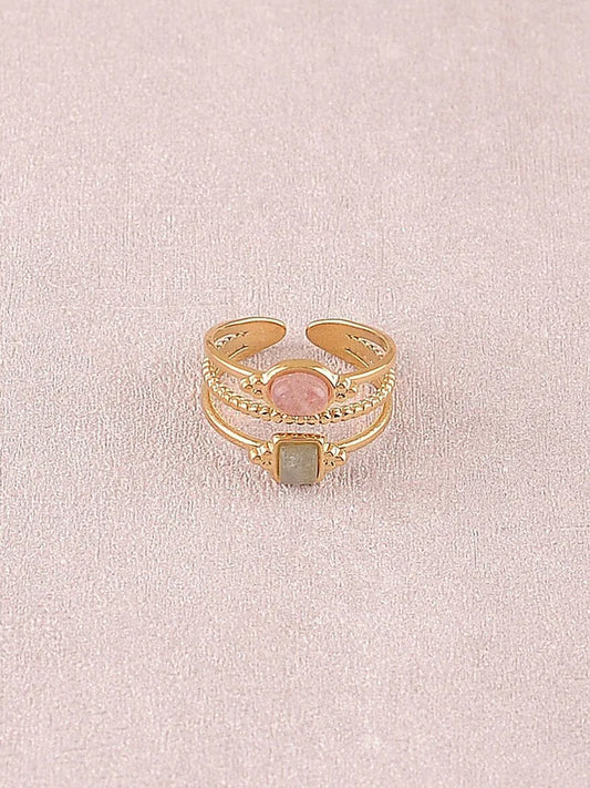 Bague Lunatéssa Quartz fraise, labradorite