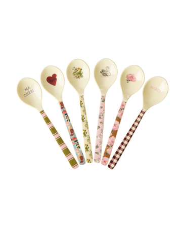 Lot de 6 cuillères à café imprimé "Bon vivant"