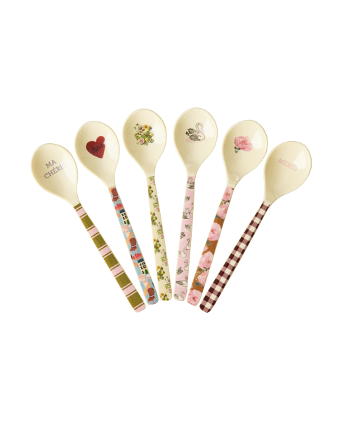 Lot de 6 cuillères à café imprimé "Bon vivant"