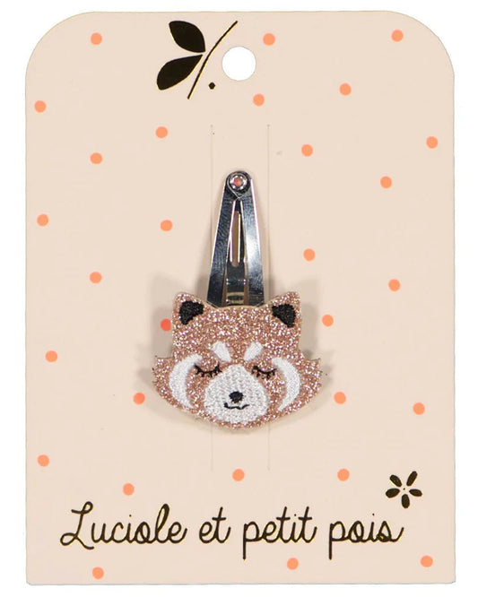 Barrette panda roux - rose