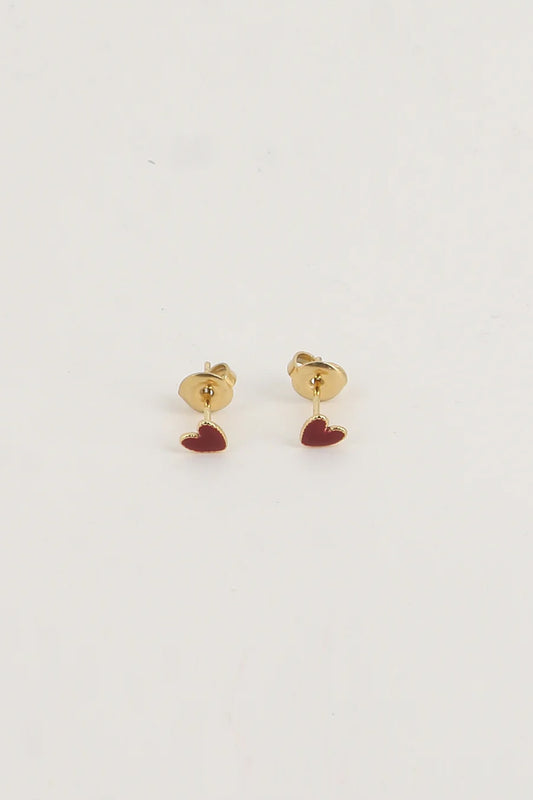 Boucles d'oreilles Petit Cœur Bordeaux