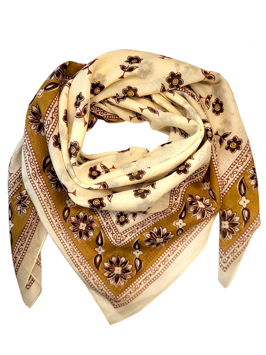 Foulard Riya - moutarde et bordeaux