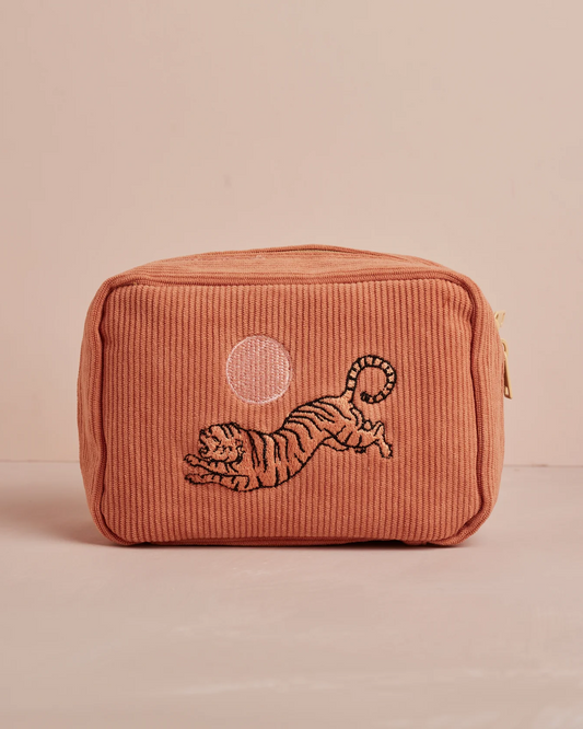 Trousse de maquillage en velours côtelé Tigre