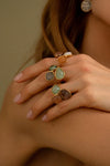 Bague Idrissa - Agate verte, turquoise africaine, agate bleue