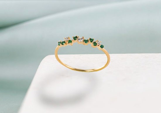 Bague Voie lactée vert et blanc