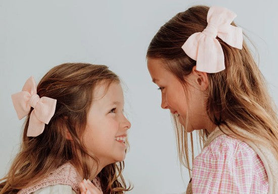 Barrette Grand nœud princesse - Double gaze pêche