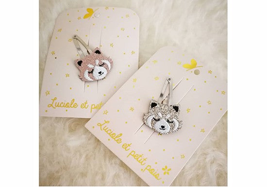 Barrette panda roux - rose