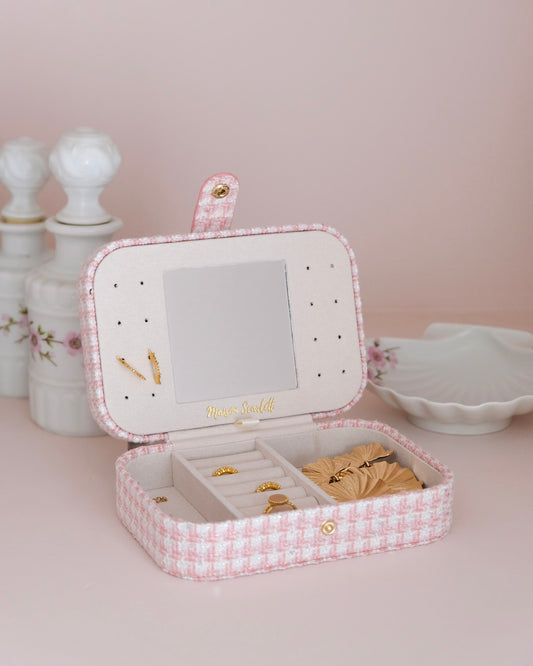 Boite Brigitte Pied-de-poule Rose