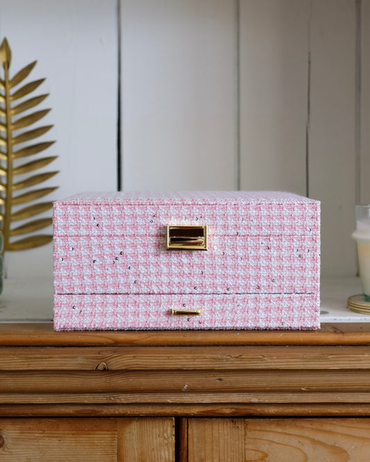 Boite Denise Pied-de-poule Rose