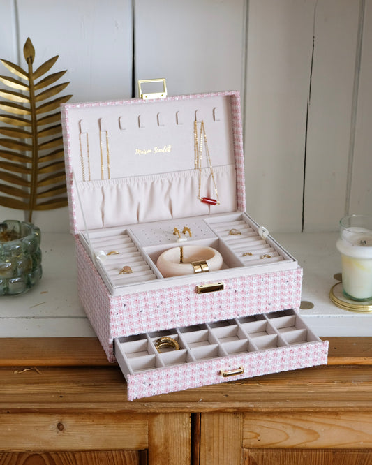 Boite Denise Pied-de-poule Rose