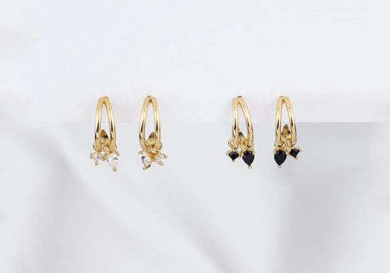 Boucles d'oreilles Gia hoop (noir ou blanc)