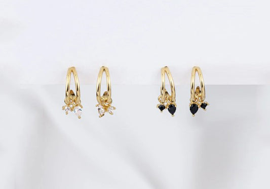 Boucles d'oreilles Gia hoop (noir ou blanc)