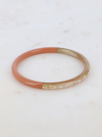Bracelet jonc en corne épais laqué - Marron