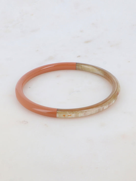 Bracelet jonc en corne épais laqué - Marron