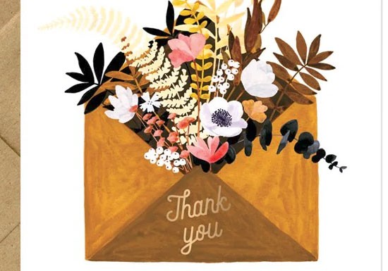 Carte postale Thank you Flower envelop
