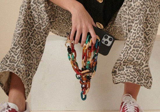 Chaîne Téléphone Ambre multicolore
