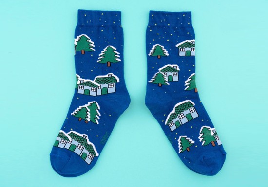 Chaussettes  Village enneigé