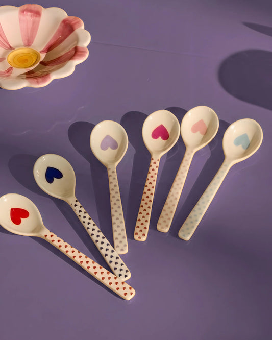 Lot de 6 cuillères à café imprimé "Hearts"