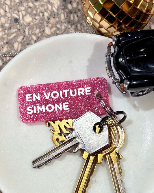 Porte-clés "En voiture Simone" - Rose