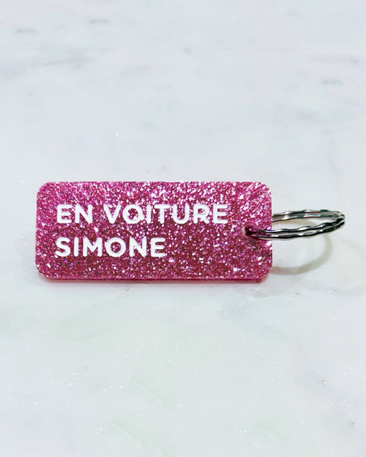 Porte-clés "En voiture Simone" - Rose
