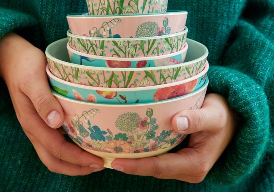 Grand Bol - Flower Collage Rose clair