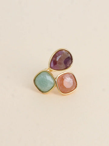 Bague Idrissa - Améthyste, Quartz fraise et Aventurine
