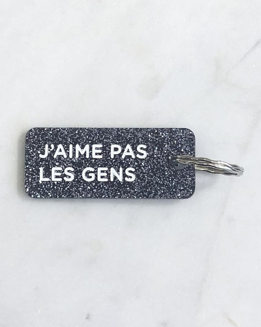 Porte-clés "J'aime pas les gens" - Noir