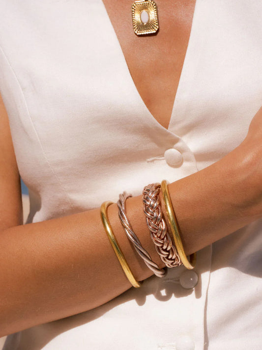 Bracelet Bouddhiste double tresse - Rose gold