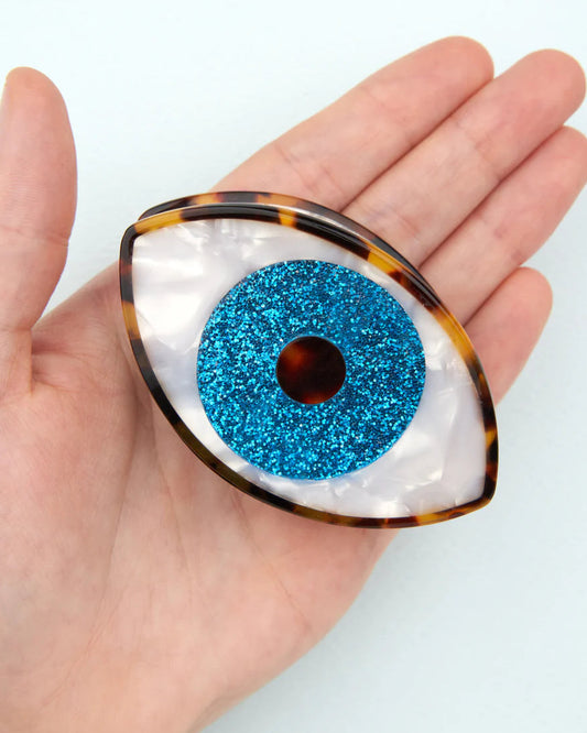 Pince à cheveux Oeil - Bleu pailletté