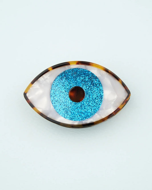 Pince à cheveux Oeil - Bleu pailletté