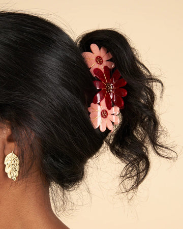 Pince à cheveux XL Trio de Fleurs Roses