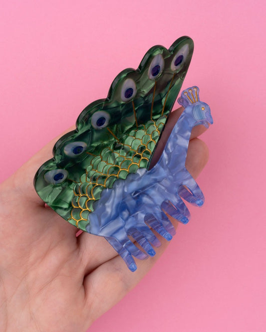 Pince à cheveux XL Paon