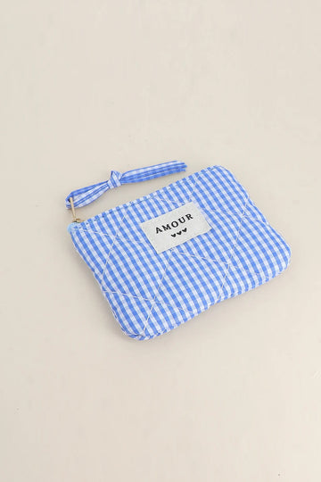 Porte-monnaie Amour - Vichy bleu