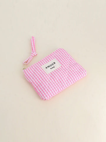 Porte-monnaie Amour - Vichy rose