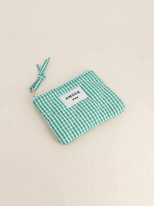 Porte-monnaie Amour - Vichy vert