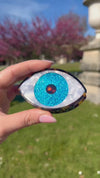 Pince à cheveux Oeil - Bleu pailletté