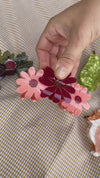 Pince à cheveux XL Trio de Fleurs Roses