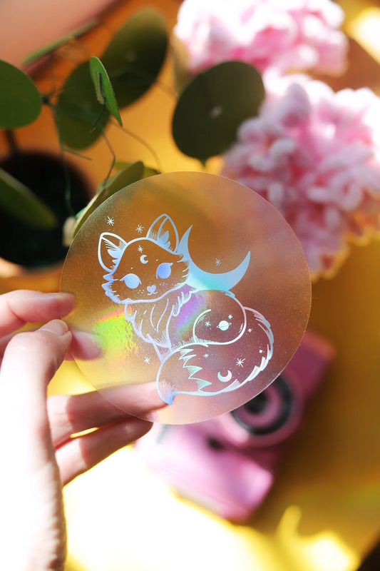 Sticker Suncatcher "Renard astral" - Créateur d'Arc-en-Ciel