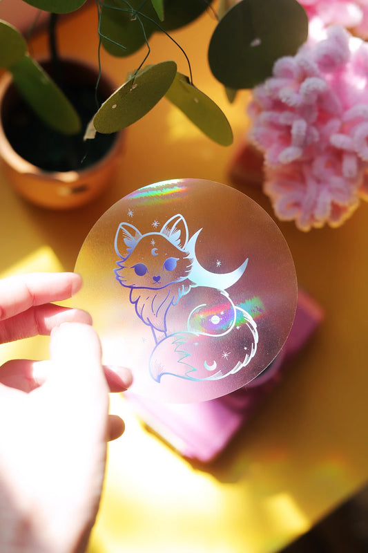 Sticker Suncatcher "Renard astral" - Créateur d'Arc-en-Ciel